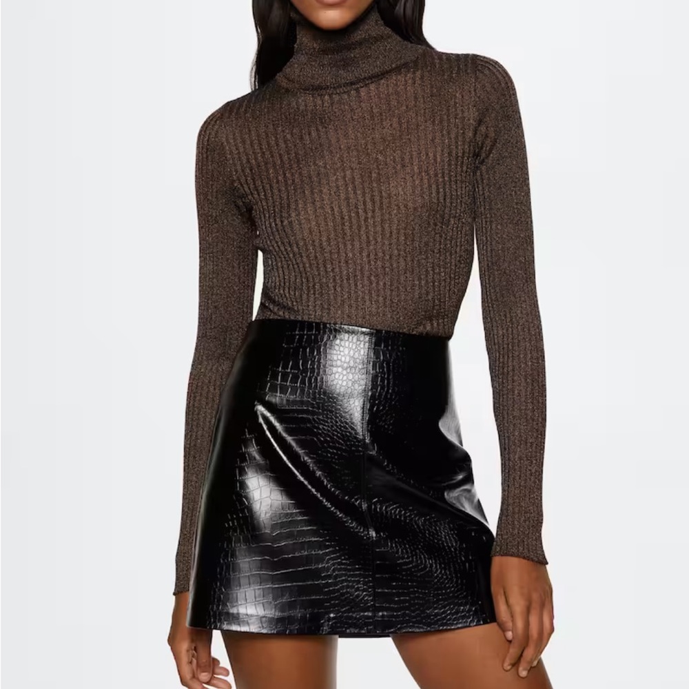 MANGO Pullover Lurex Ribbed Turtleneck